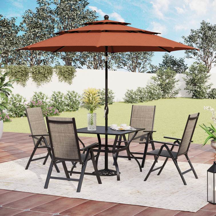 Lark Manor Alyah 4 Person Square Outdoor Dining Set with Cushions Reviews Wayfair